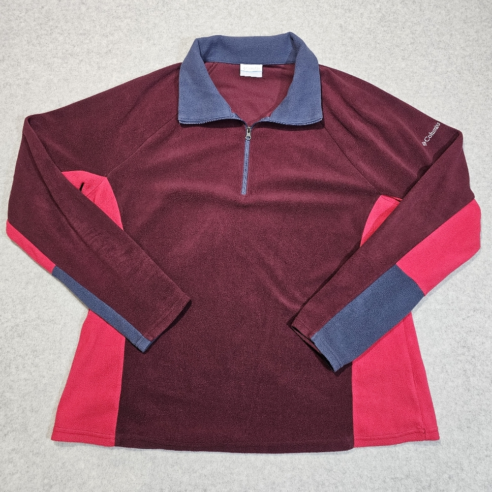 Columbia Womens 1/4 Zip Fleece Pullover Size XL Contrast Color Block